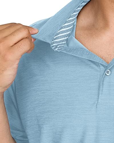 חולצת פולו גדולה וגולף של גברים בגברים - בד מתיחה 4 -כיווני בכושר. פיתול לחות, טכנולוגיה אנטי-אודור, הגנת UPF 50