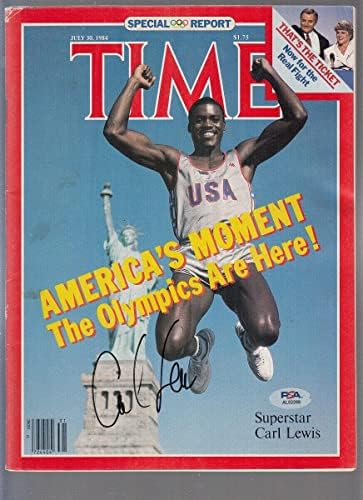 קרל לואיס חתם 1984 מגזין טיים 7/30 אולימפיאדה חתומה אל82399-מגזינים אולימפיים חתומים