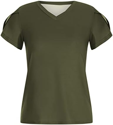 מקרית חולצות לנשים אלגנטי מוצק עלה כותרת קצר שרוול צווארון רופף נוח מפנק חולצות עבודה טוניקת חולצות