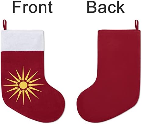 דגל מקדוניה יוון חג המולד תלויים גרב סנטה חמוד לקישוטים לחג המולד קישוטי קישודים מתנות
