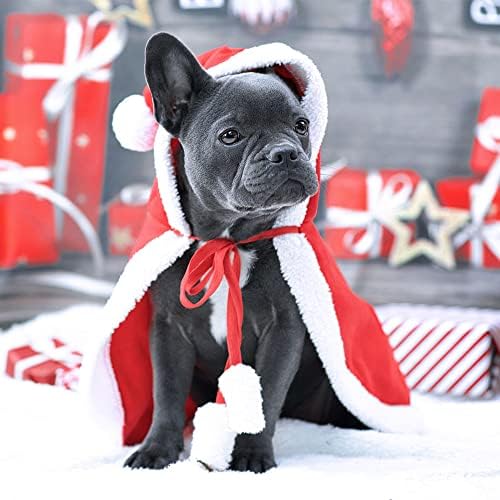 חיות מחמד חג המולד תלבושות חתול כלב פונצ ' ו קייפ עם כובע סנטה קלאוס גלימת לחתולים וכלבים קטנים אדום חורף להאריך ימים יותר מצחיק חג המולד