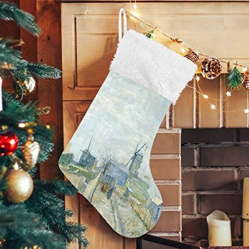 ציור שמן של Pimilagu van Gogh גרבי חג המולד 1 חבילה 17.7 , גרביים תלויים לקישוט חג המולד