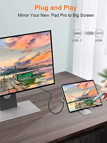 זווית הכבלים usb c ל- HDMI כבל 4K@60Hz, זווית ימנית 6ft סוג C-C למתאם HDMI תומך ב- HDR 18GBPs, תואם ל- MacBook Pro Air 2020/2018, iPad