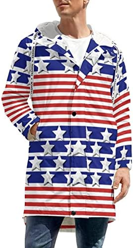 אמריקאי דגל עיצוב גברים של דובון שרפה מעיל אמצע אורך מעיל רוח קטיפה הסווטשרט מעיל חורף חם מעיל