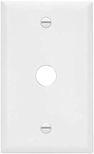 Enerlites 0.625 חור טלפון/צלחת קיר כבל, גודל סטנדרטי 1-GANG 4.50 x 2.76 , תרמופלסטית פוליקרבונט, 8861-W, לבן
