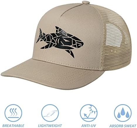 כריש דיג נהג משאית כובע, קלאסי שטוח ביל סנאפבק מצויד בייסבול כובע עבור גברים ונשים, לנשימה רשת פנלים
