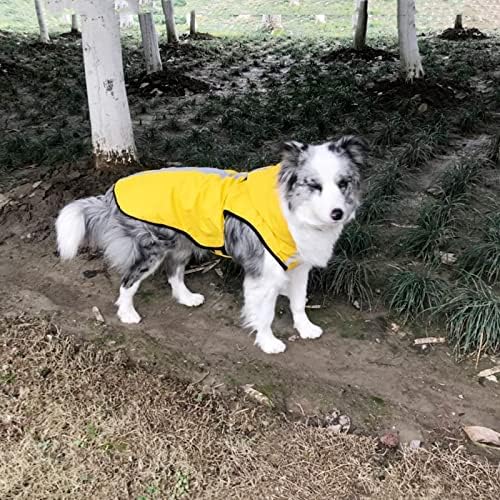 מעיל גשם של כלב עם בגדי כלבים אטומים למים מתכווננים ז'קט כלבים, קפוצ'ון לחיות מחמד עם כיס רצועה משקף קל משקל גשם מעיל גשם כלב פונצ'ו מחלקה