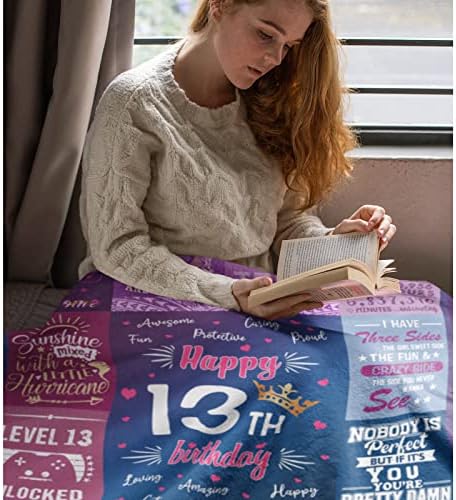 מתנות ליום הולדת 13 של WISEGEM לבנות - המתנות הטובות ביותר לילדות בנות 13 6 X50 שמיכה - מתנות לילדה בת 13 - מתנות לילדה מתבגרת לילדה בת