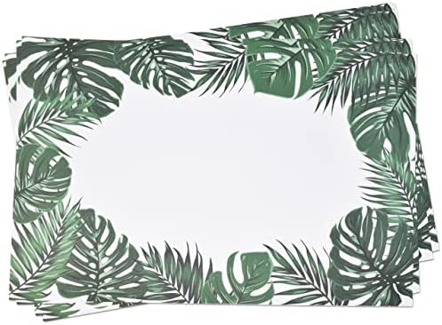 מחצלות נייר עלה דקל חד פעמיות מחצלות 50 חבילה 11 x 17 קיץ טרופי הוואי הוואי עלים ירוקים עלים מטען מקום מחצלת לירק פרחוני ג'ונגל שולחן