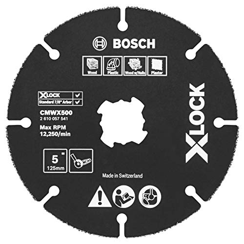 Bosch CMWX500 5 אינץ '. X-Lock Carbide Multi-Wheel תואם ל- 7/8 אינץ '. ארבור ליישומים בחיתוך עץ, עץ עם ציפורניים, פלסטיק, טיח