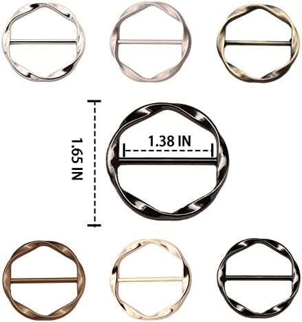 6 יחידים קליפ טבעת צעיף משי לנשים טבעת עניבת טריקו טבעת בגדים, טבעת צעיף סגסוגת עגולה טבעת וחולצת טוויסט טוויס טוויס קליפ אבזם מעגל אבזם