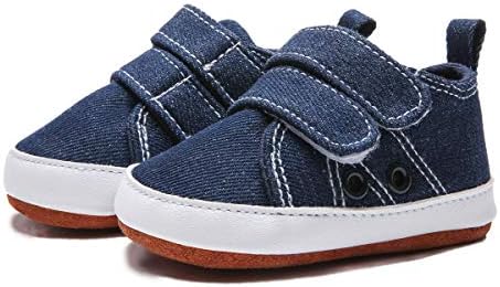 Bebarfer Baby Boys נעלי נעלי קנבס נעלי ספורט לתינוקות עור רך עור ללא החלקה 0-18 חודשים נעלי הליכה ראשונות תינוקות חיצוניים.